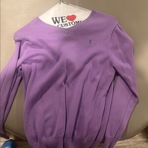 Purple V-Neck Sweater with Logo
